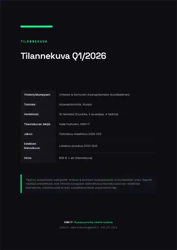 Tilannekuvaraportin kansisivu